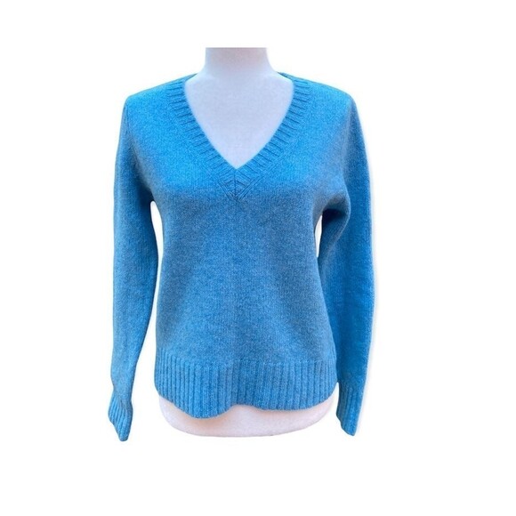 VS MODA INTERNATIONAL 100% Wool Turquoise Blue V-Neck Pullover Sweater Small S - Picture 1 of 7